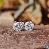Round Moissanite Three Prong Martini Stud Earrings | Push Back