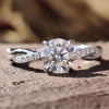 Round Cut Moissanite Petite Pave Rope Ring 1 CT