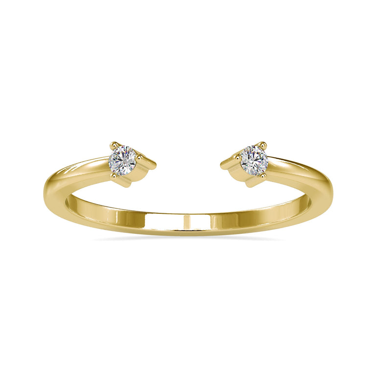 Open Cuff Ring, 0.07 TW Round Moissanite Unique Wedding Band