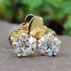 2.05 TCW Round Old European Cut Unique Heart Screw Back Moissanite Stud Earrings