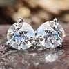 Three Prong Martini Round Old European Cut Moissanite Stud Earrings