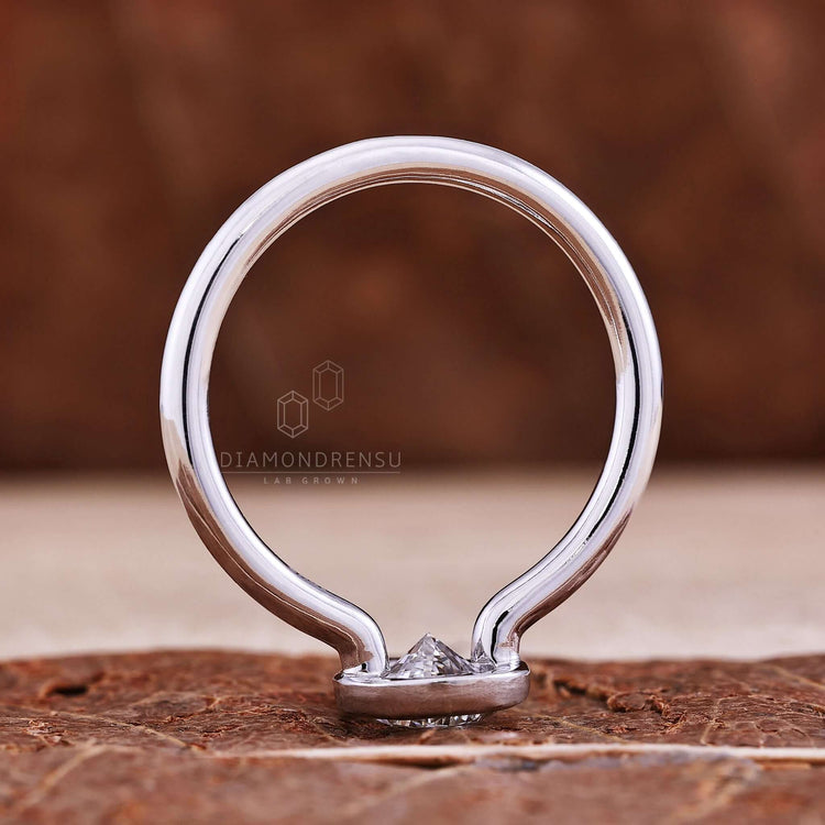 Pear Cut Lab-Grown Diamond Bezel Solitaire Ring 1 CT