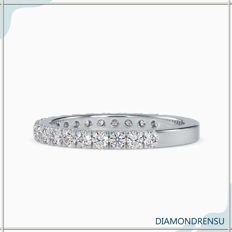 Round Moissanite Three-Quarter Eternity Wedding Band 2MM