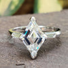 3.35 TCW Lozenge Cut Three Stone Moissanite Engagement Ring