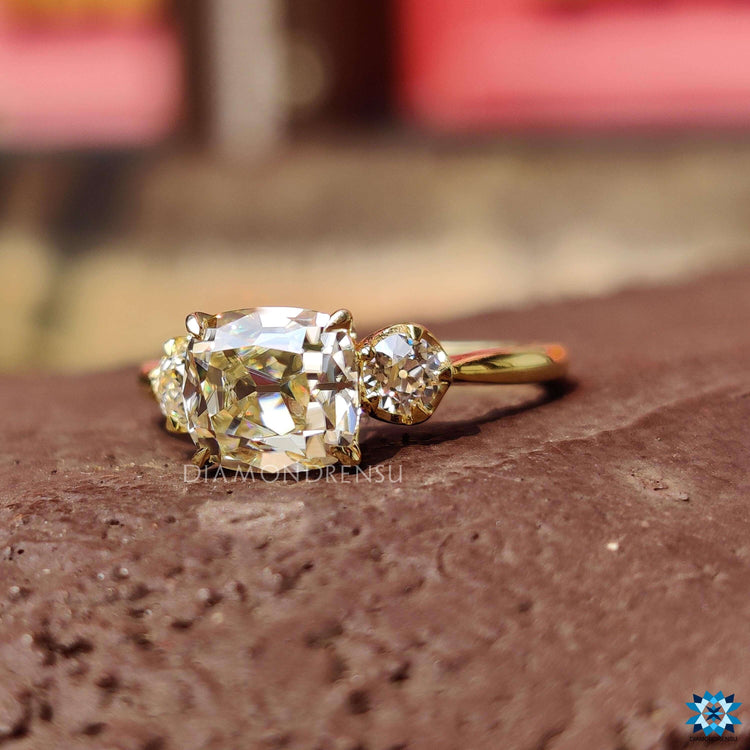 Antique 1.66 Cushion Old Mine Cut Vintage Style Moissanite Engagement Ring