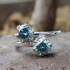 1.41 TCW Round Brilliant Cut Two Stone Cyan Blue Moissanite Wedding Ring