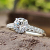 Round Brilliant Cut Moissanite Tapered Pavé Ring 1.3 CT