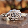 Oval Moissanite East to West Set Milgrain Ring 3 CT
