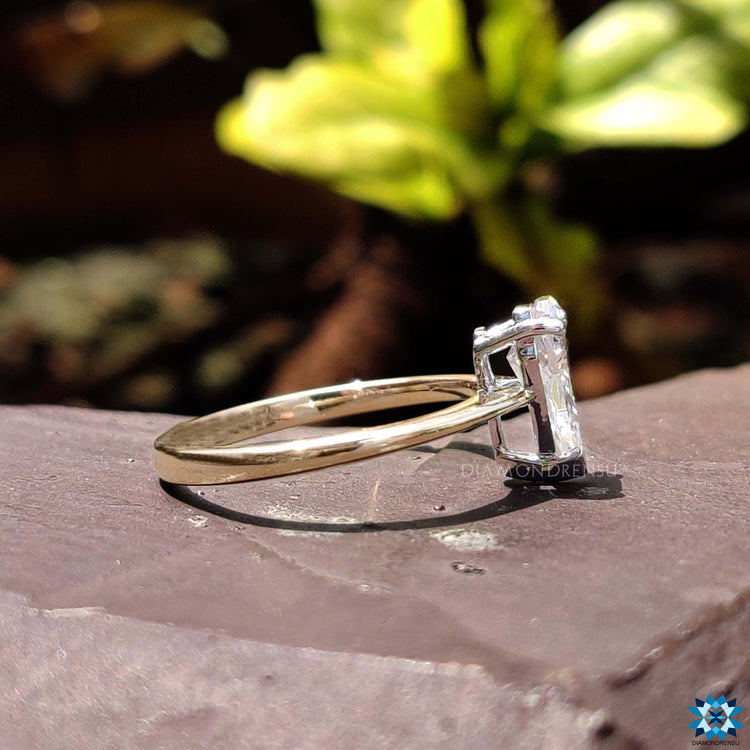 0.92 CT Unique Spear Cut Minimalist Solitaire Moissanite Ring